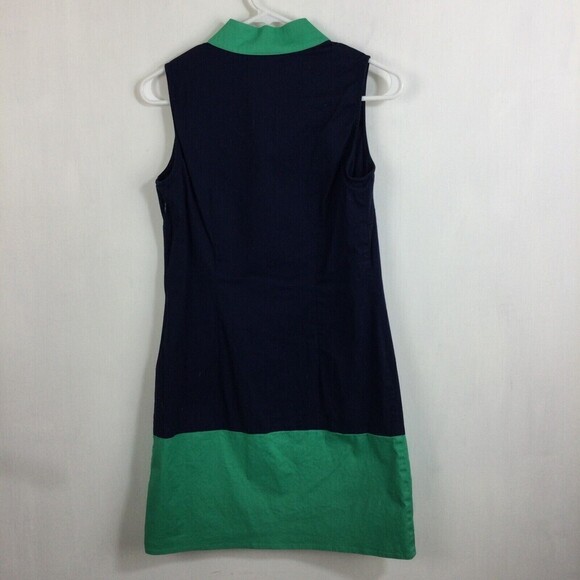 Sail To Sable STS Sleeveless Color Block V-Neck Shift Tunic Dress Navy Kelly XS - Picture 5 of 9
